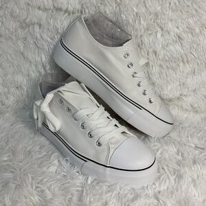 Platform Faux Leather Sneakers